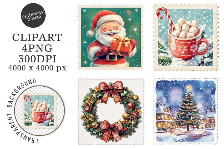 Christmas Postage Stamp clipart