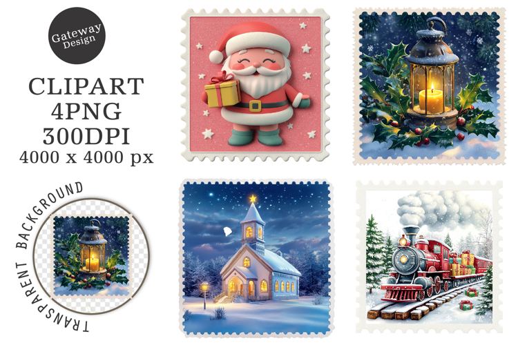 Christmas Postage Stamp clipart