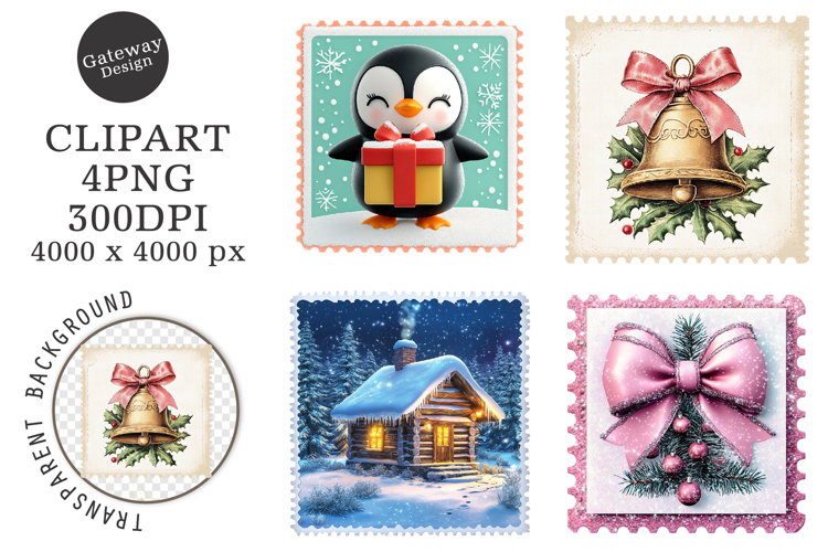 Christmas Postage Stamp clipart