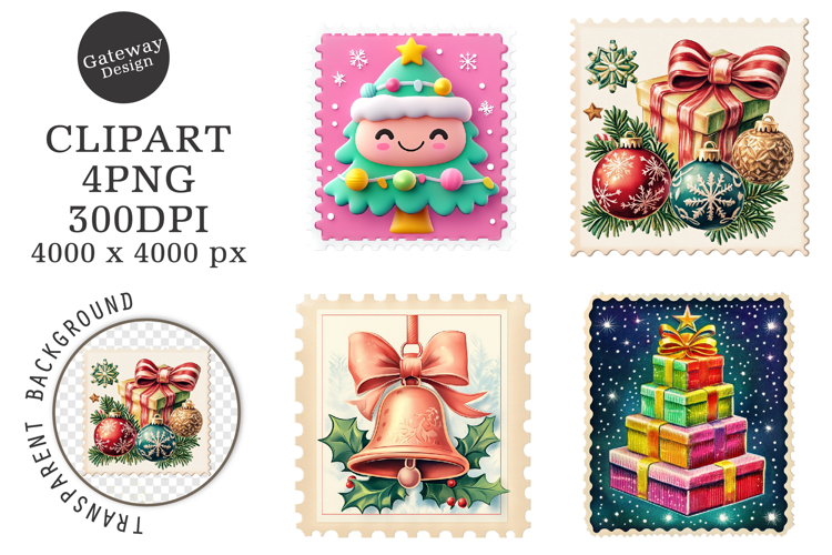Christmas Postage Stamp clipart