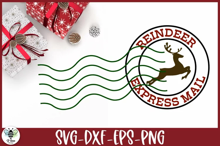 Christmas Stamp SVG | Reindeer Express Mail | Christmas Mail