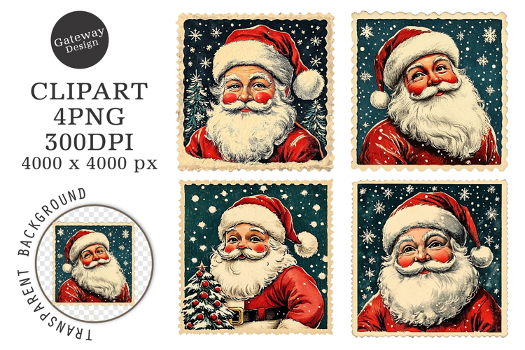 Christmas Postage Stamps Clipart