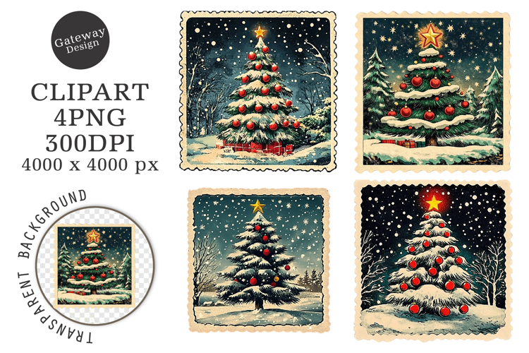Christmas Postage Stamps Clipart