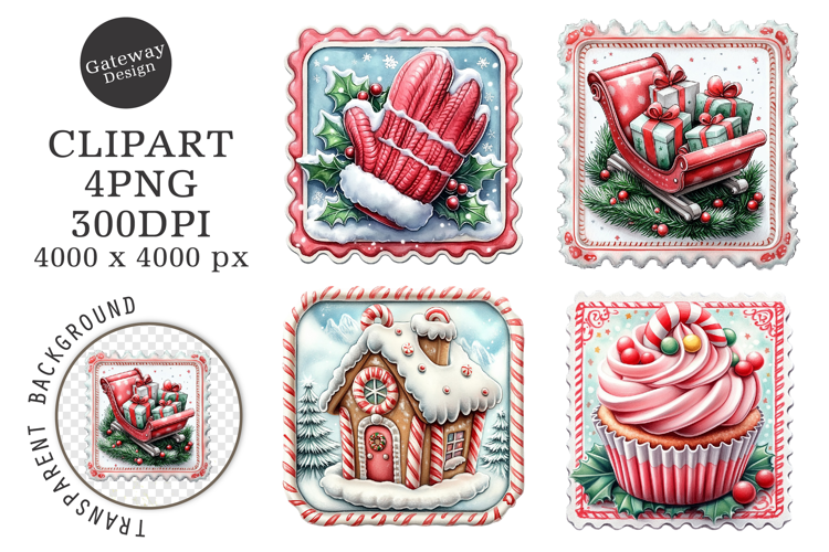 Christmas Postage Stamps Clipart