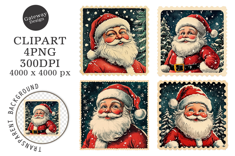 Christmas Postage Stamps Clipart