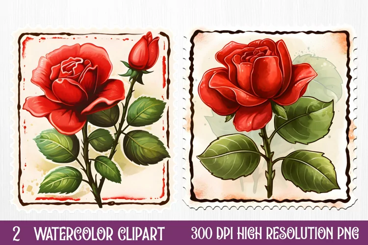 Christmas Postage Stamps Sublimation Clipart,