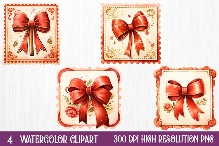 Christmas Postage Stamps Sublimation Clipart,