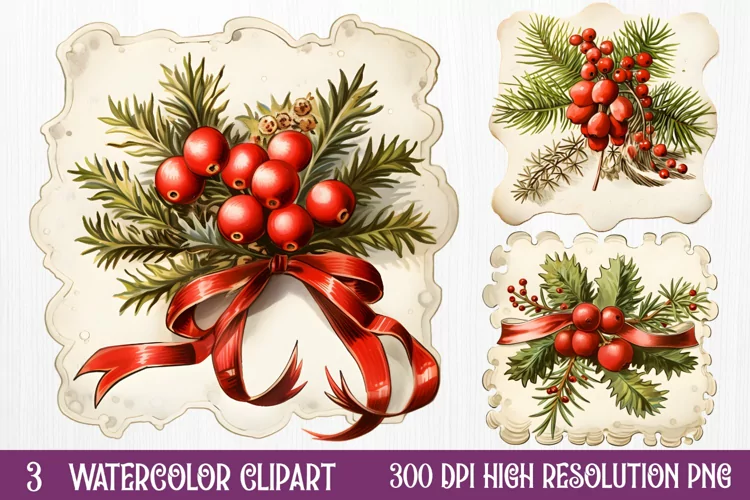 Christmas Postage Stamps Sublimation Clipart,