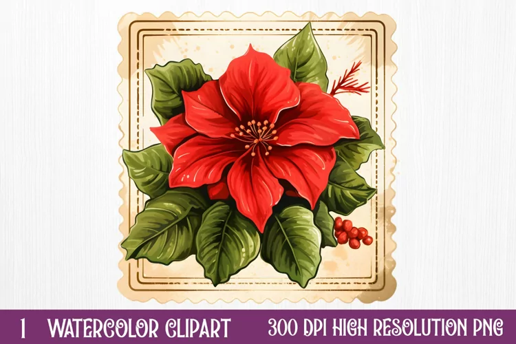 Christmas Postage Stamps Sublimation Clipart,