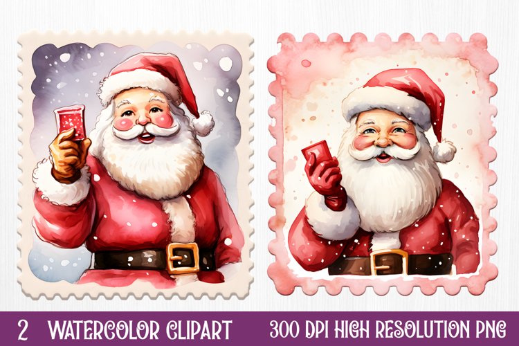 Christmas Postage Stamps Sublimation Clipart,