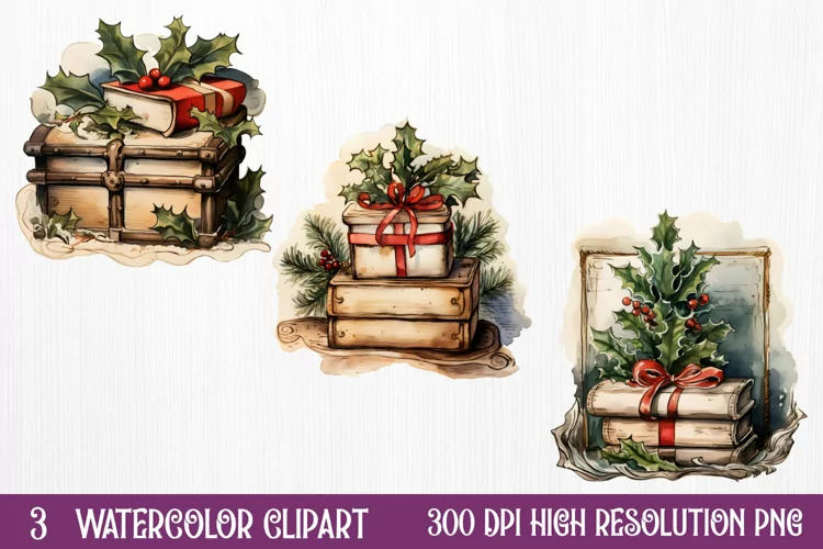 Christmas Postage Stamps Sublimation Clipart,