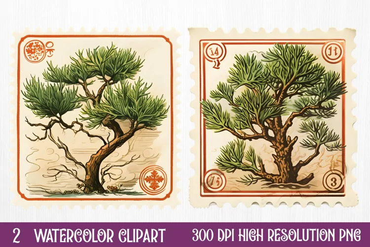 Christmas Postage Stamps Sublimation Clipart,