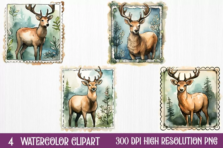 Christmas Postage Stamps Sublimation Clipart,