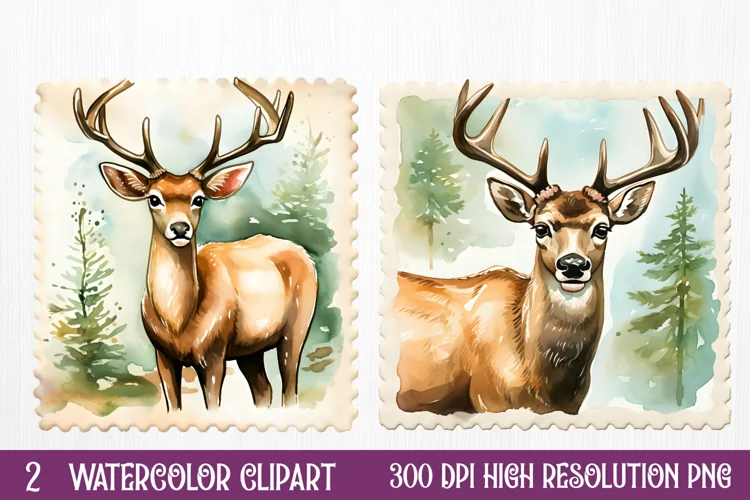 Christmas Postage Stamps Sublimation Clipart,