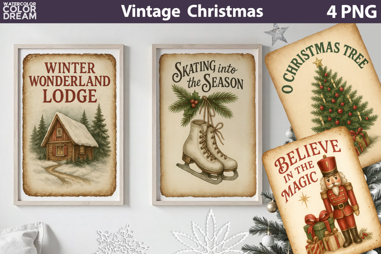 Vintage Christmas Poster | Retro Christmas Label Sublimation