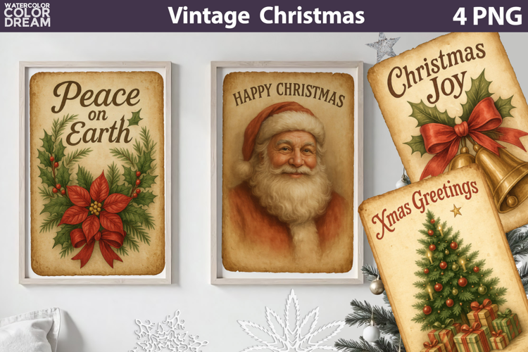 Vintage Christmas Poster | Retro Christmas Label Sublimation
