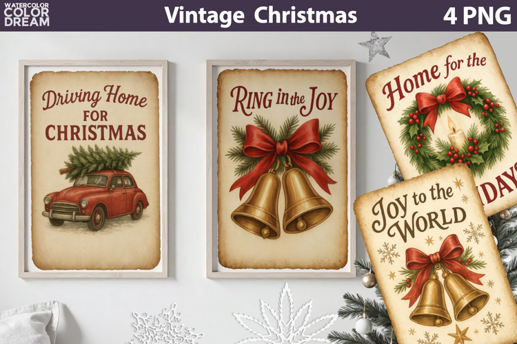 Vintage Christmas Poster | Retro Christmas Label Sublimation