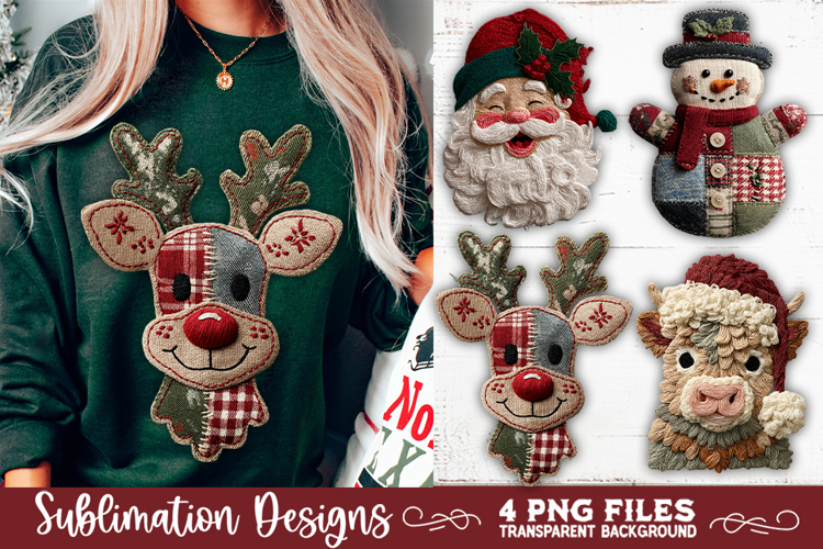 Preppy Rustic Christmas Patchwork Sublimation Designs