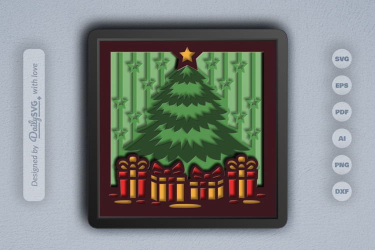 Christmas Present Boxes Layered Papercut