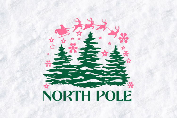 North Pole SVG - Santa Sleigh Reindeer Christmas Cut File