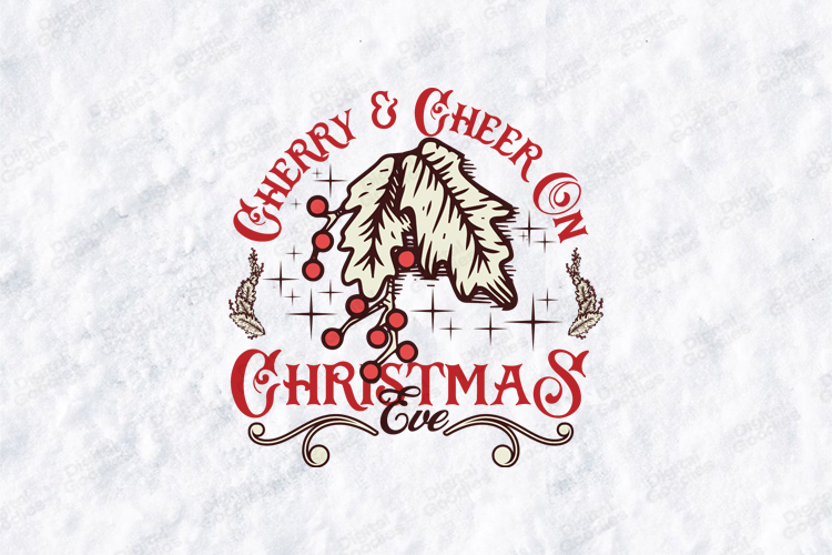Cherry   Cheer On Christmas Eve Mistletoe Vintage Design