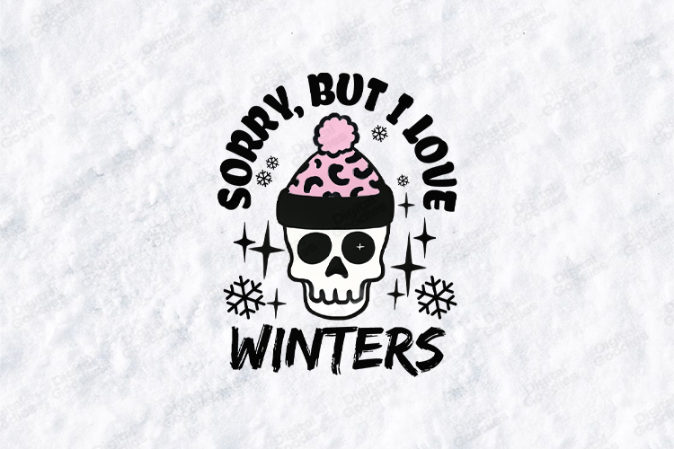 Sorry But I Love Winters Skull SVG, Pink Leopard Beanie PNG