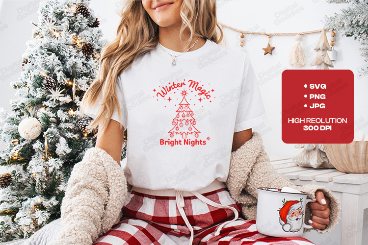 Winter Magic Bright Nights Christmas Tree SVG