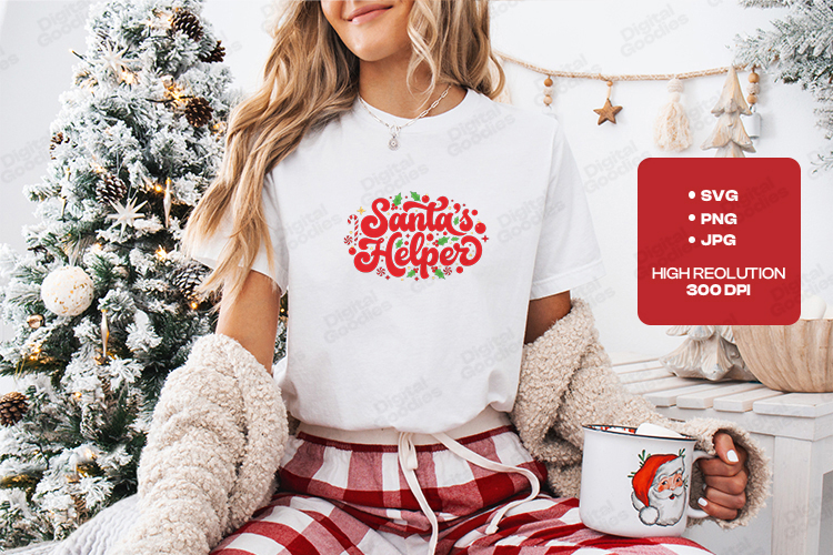 Santa’s Helper Christmas Shirt Design SVG PNG JPG