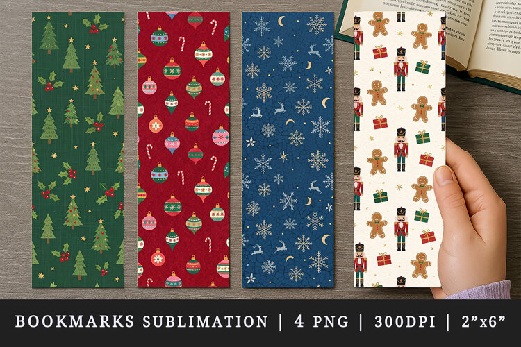 Christmas bookmarks printable sublimation bookmark design example image 1