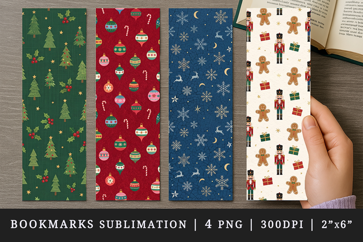 Christmas bookmarks printable sublimation bookmark design