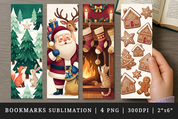 Christmas bookmarks printable sublimation bookmark design
