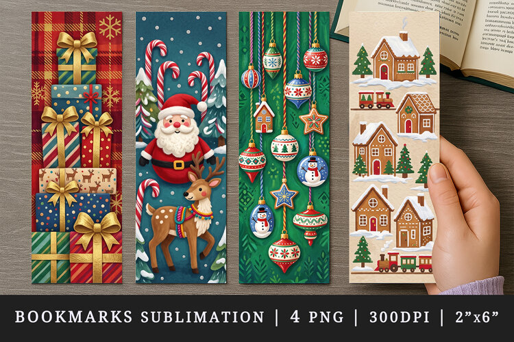 Christmas bookmarks printable sublimation bookmark design example image 1
