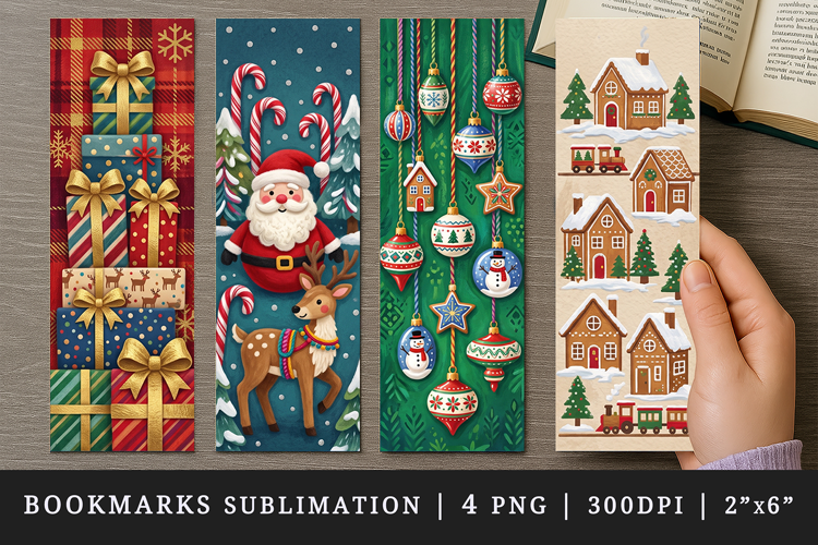 Christmas bookmarks printable sublimation bookmark design
