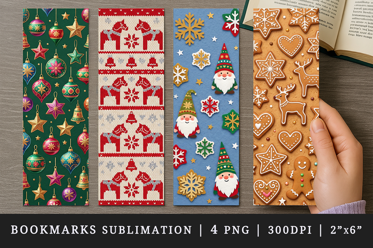 Christmas bookmarks printable sublimation bookmark design
