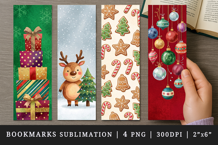 Christmas bookmarks printable sublimation bookmark design