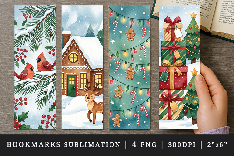 Christmas bookmarks printable sublimation bookmark design