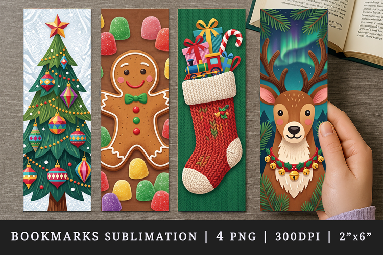 Christmas bookmarks printable sublimation bookmark design