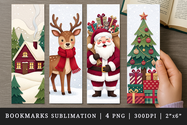 Christmas bookmarks printable sublimation bookmark design