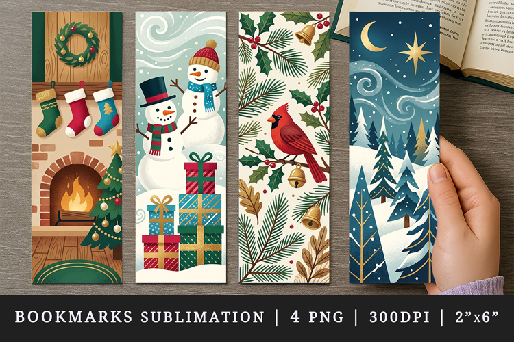 Christmas bookmarks printable sublimation bookmark design