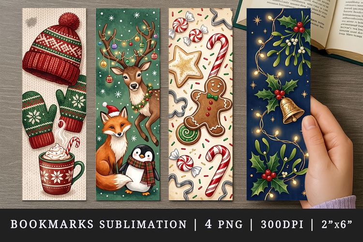 Christmas bookmarks printable sublimation bookmark design