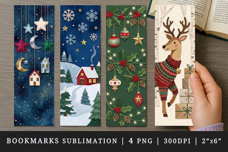 Christmas bookmarks printable sublimation bookmark design