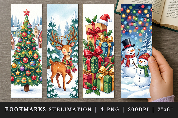 Christmas bookmarks printable sublimation bookmark design