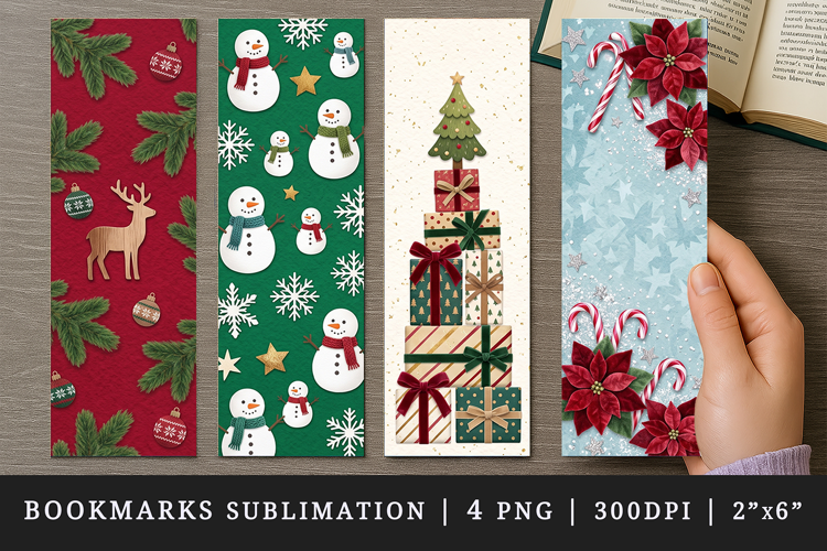 Christmas bookmarks printable sublimation bookmark design