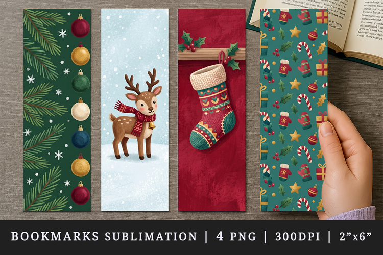 Christmas bookmarks printable sublimation bookmark design