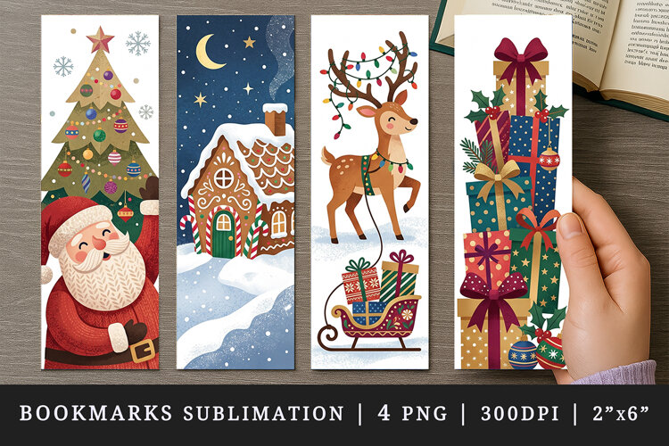 Christmas bookmarks printable sublimation bookmark design example image 1