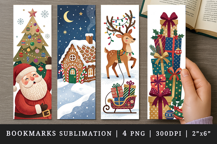 Christmas bookmarks printable sublimation bookmark design