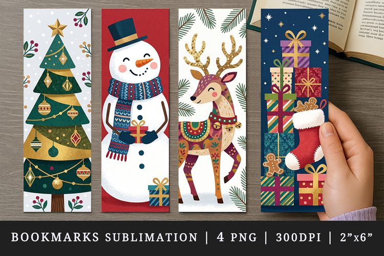 Christmas bookmarks printable sublimation bookmark design
