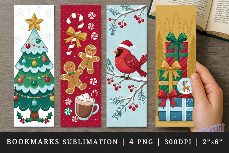 Christmas bookmarks printable sublimation bookmark design