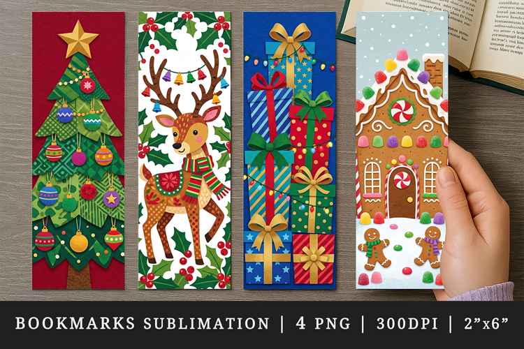 Christmas bookmarks printable sublimation bookmark design