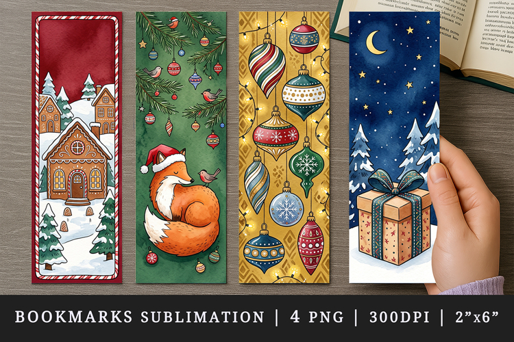 Christmas bookmarks printable sublimation bookmark design